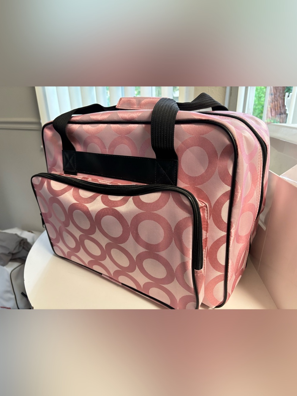 Pink Circle-Print Travel Tote Bag